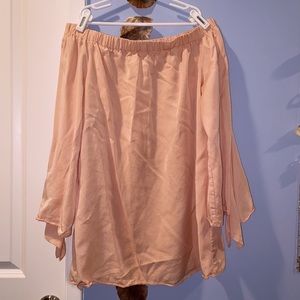 Off the shoulder peach dress